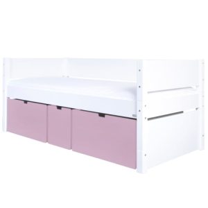 Manis-h seng lav halvhøj seng - Nanna - Hvid/lyserød