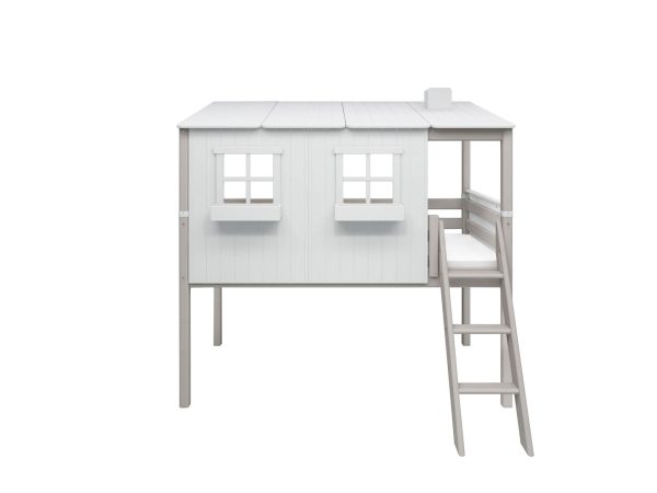 FLEXA Halvhøj seng med hus 210.0 cm x 206.0 cm x 149.0 cm White/Grey Washed Pine