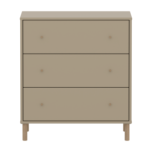 FLEXA SAGA Kommode, 3 skuffer, Egetræsben og -greb, Oat 83.9 cm x 75.4 cm Oat
