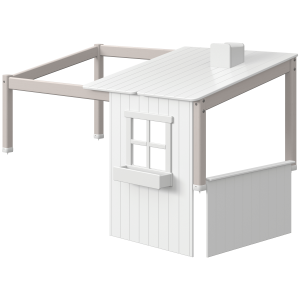 FLEXA 1/2 Hus til enkeltseng og højseng 120 cm, Hvid/Grå 210.0 cm x 129.0 cm x 112.0 cm White/Grey Washed Pine