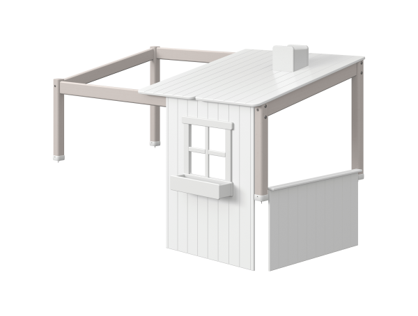 FLEXA 1/2 Hus til enkeltseng og højseng 120 cm, Hvid/Grå 210.0 cm x 129.0 cm x 112.0 cm White/Grey Washed Pine