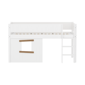 FLEXA Højseng 120 cm med træhus, 90x200 cm, Hvid/Eg 210.0 cm x 120.0 cm x 109.0 cm White